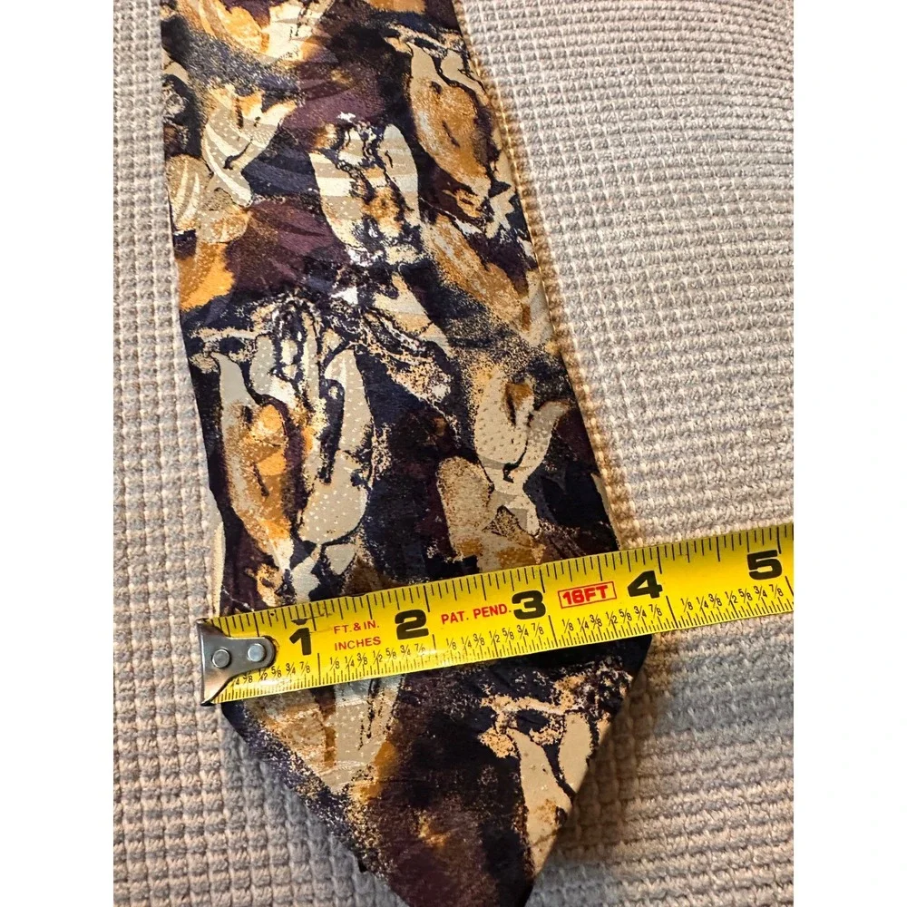 Robert Talbott Studio Nordstrom Tie Brown Gold Abstract Silk Extra Long XL‎ 63in